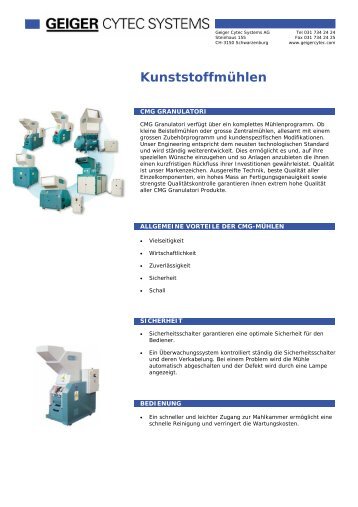 Kunststoffmühlen - Geiger Cytec Systems AG