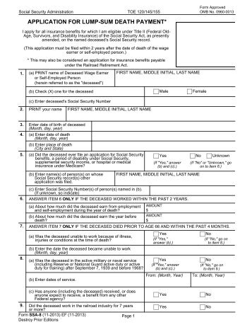 Application for Lump-Sum Death Payment - Social Security