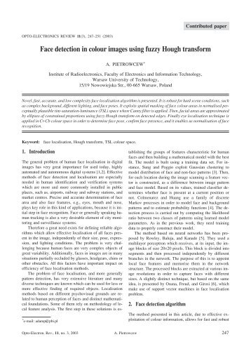 Face detection in colour images using fuzzy Hough transform