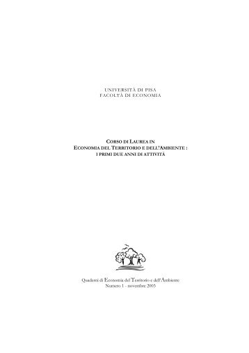 UNIVERSITÃ DI PISA FACOLTÃ DI ECONOMIA Quaderni di ...