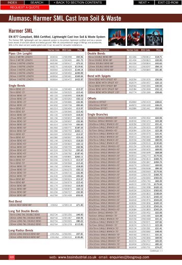 Alumasc: Harmer SML Cast Iron Soil & Waste - BSS Price Guide 2010