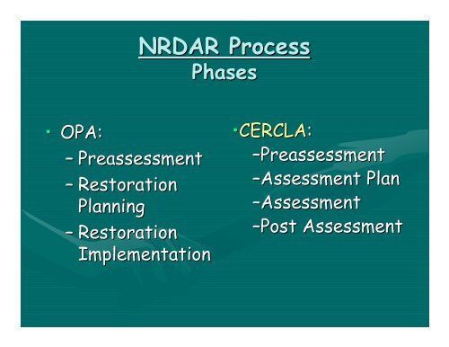 Overview of Natural Resources Damage Assessment and Restoration