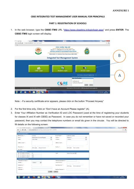 ANNEXURE 1 CBSE INTEGRATED TEST MANAGEMENT USER ...