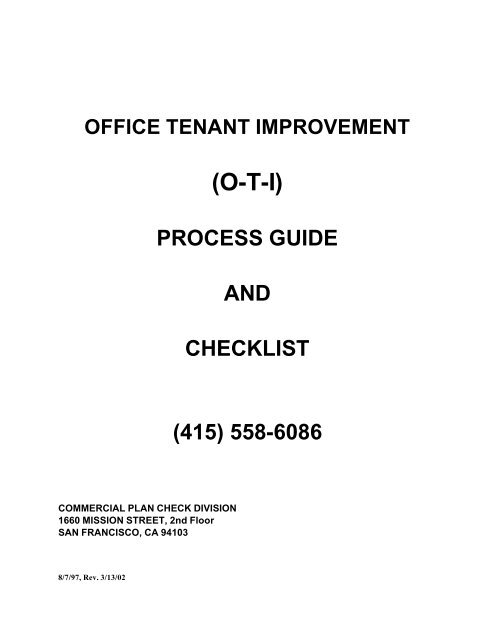 office tenant improvement (oti) - Department of Building Inspection