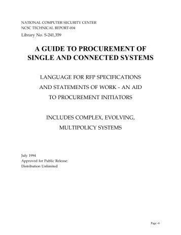 a guide to procurement of single and connected systems - csirt