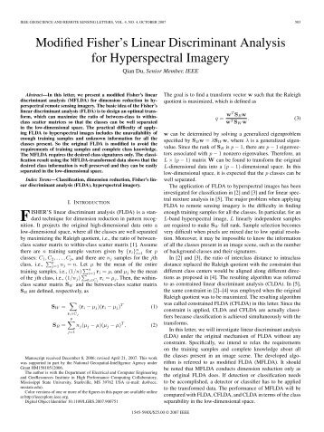 Modified Fisher's Linear Discriminant Analysis for ... - IEEE Xplore