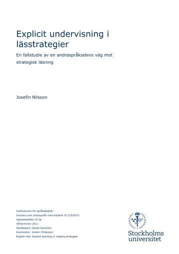 josefin nilsson uppsats Lässtrategier vt2011