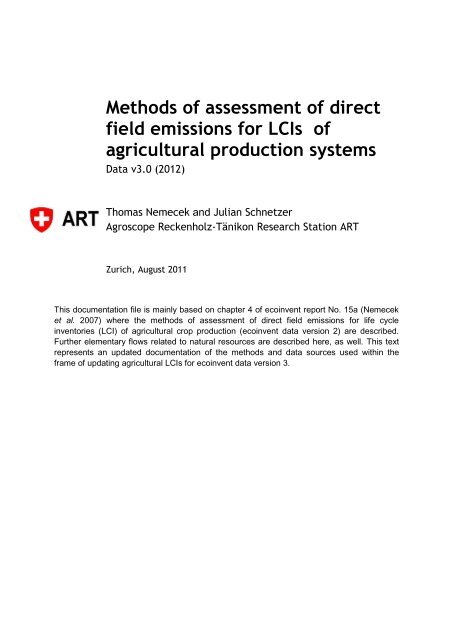 Direct field emissions natural resources v 1.1. (pdf) - EcoInvent