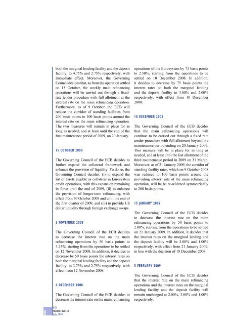 Monthly Bulletin July 2009 - Banque de France