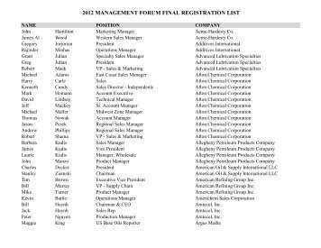 2012 MANAGEMENT FORUM FINAL REGISTRATION LIST - ILMA