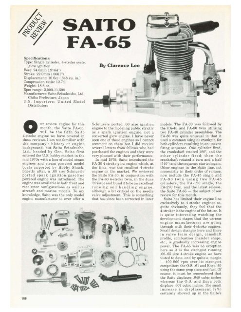 Saito FA-65 - RCM Plans