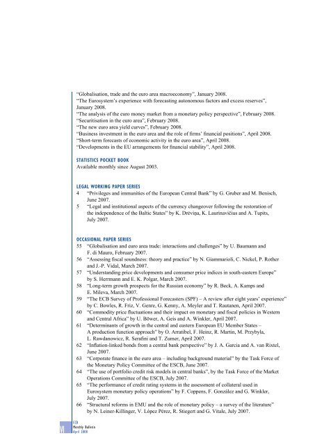 Monthly Bulletin April 2008 - European Central Bank - Europa