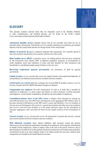 Monthly Bulletin April 2008 - European Central Bank - Europa