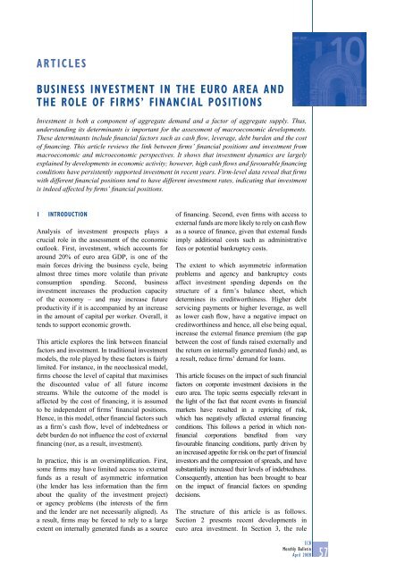 Monthly Bulletin April 2008 - European Central Bank - Europa