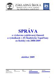 SPRÃVA o vÃ½chovno-vzdelÃ¡vacej Äinnosti a vÃ½sledkoch v ZÅ 