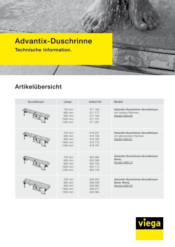 Technische Information Advantix-Duschrinne - Viega