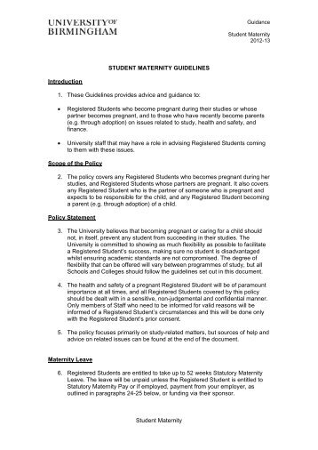 Guidance on Student Maternity (PDF - 115KB) - University of ...