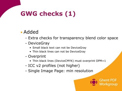New GWG Specifications