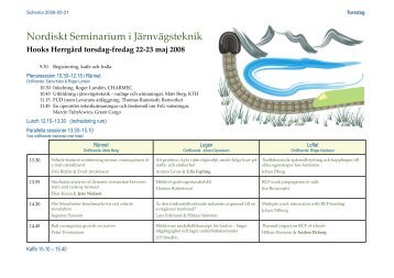 Nordiskt Seminarium i JÃ¤rnvÃ¤gsteknik - CHARMEC