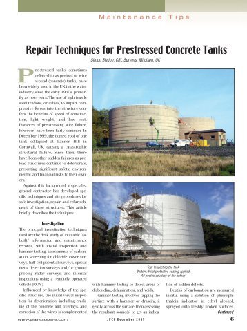 Repair Techniques for Prestressed Concrete Tanks - PaintSquare