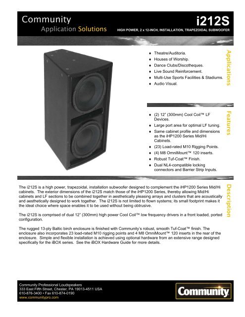 i212S - Community Professional Loudspeakers