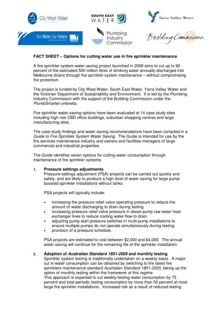 FACT SHEET - Plumbing Industry Commission