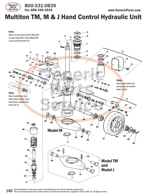 M Part # 200064-901-SUPER or J Seal Kit Multiton Model TM 