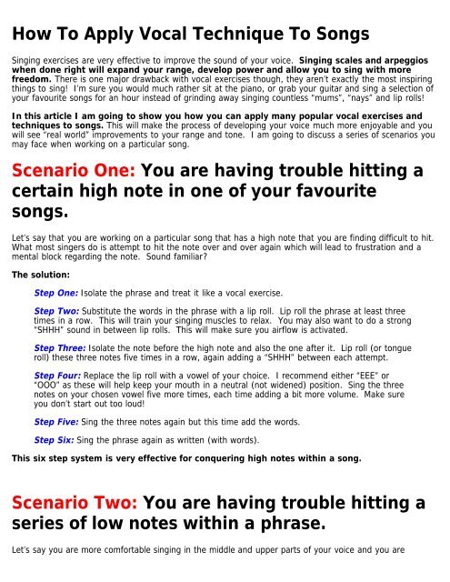 How To Apply Vocal Technique To Songs - How To Sing With ...