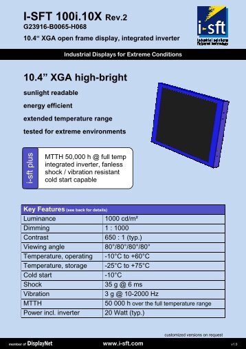 I-SFT 100i.10X Rev.2 G23916-B0065-H068 10.4“ XGA open frame ...