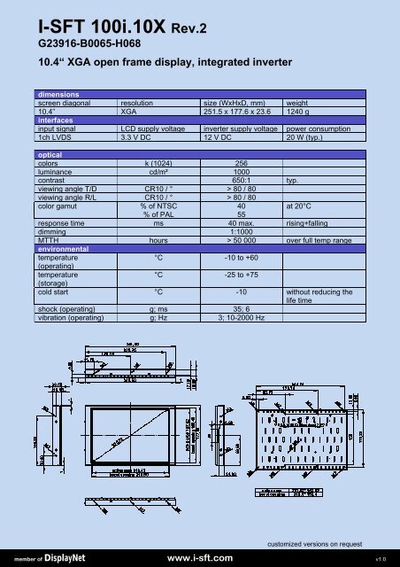 I-SFT 100i.10X Rev.2 G23916-B0065-H068 10.4“ XGA open frame ...