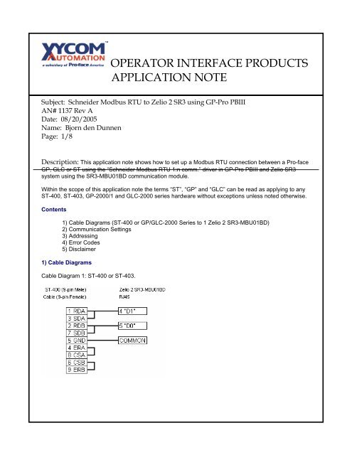 operator interface products application note - Pro-face America