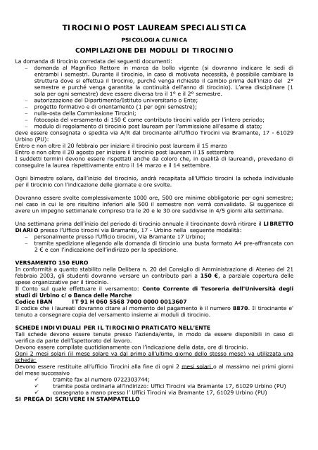 Post lauream specialistica - Psicologia Urbino - Università degli ...