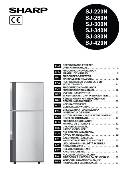 SJ-220N/260N/300N/340N/380N/420N Operation-Manual ... - Sharp