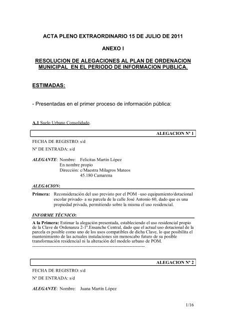 acta pleno extraordinario 15 de julio de 2011 anexo i resolucion de ...