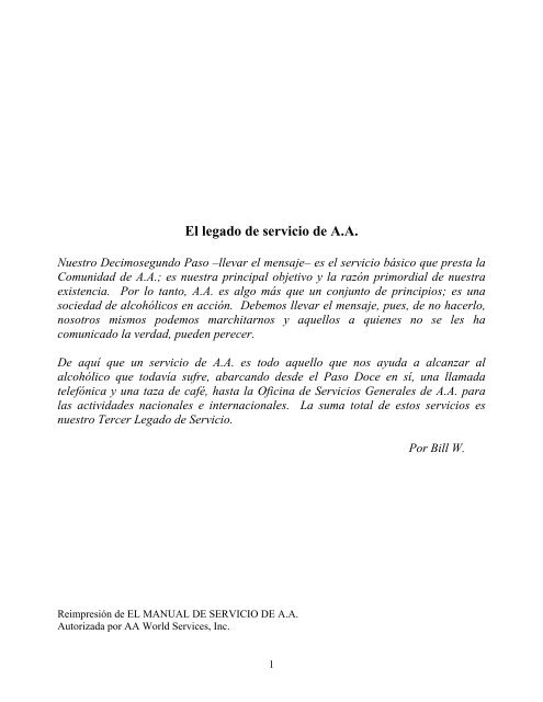 El legado de servicio de A.A.