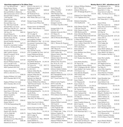 Wilson County 2012 Delinquent Real Estate Taxes - The Wilson Times