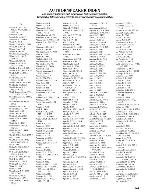 AUTHOR/SPEAKER INDEX - Experimental Biology