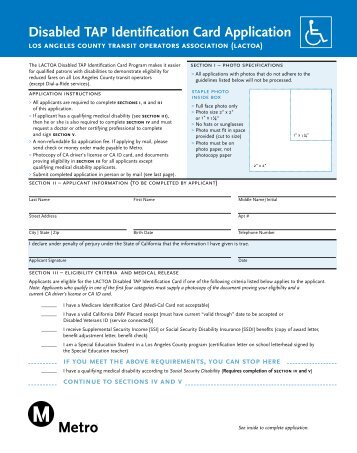 Disabled TAP Identification Card Application - City of Santa Clarita ...