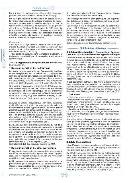 Traitements par la fludrocortisone - CNHIM