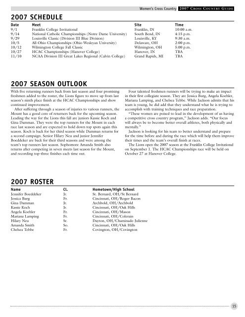 2007 coaching staff - MSJ Lions Athletics