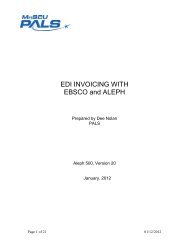 EDI INVOICING WITH EBSCO and ALEPH - PALS