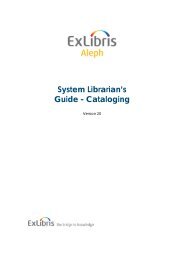 Aleph 20 System Librarian's Guide - Cataloging - PALS