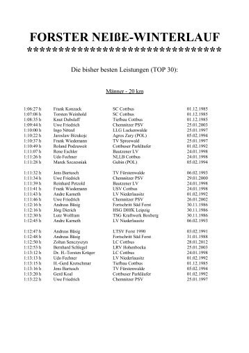 FORSTER NEIßE-WINTERLAUF - LTSV Forst 1990