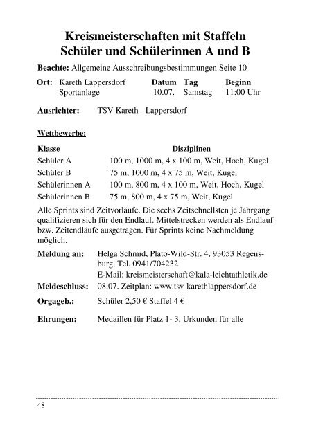 Termine und Ausschreibungen 2010