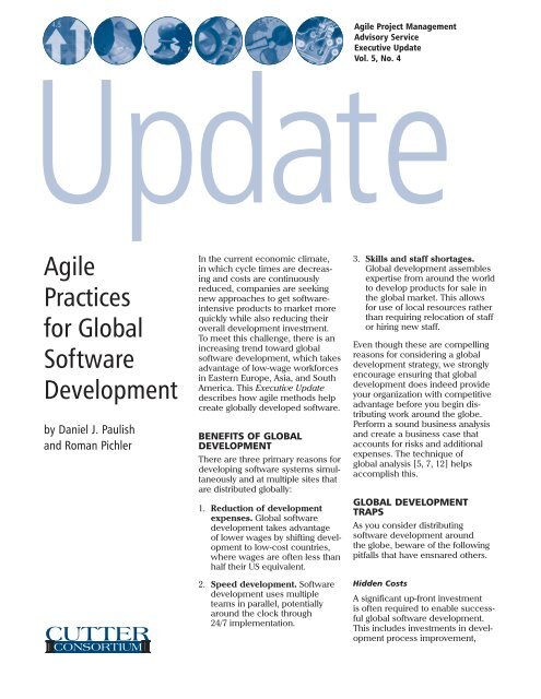 Agile Practices for Global Software Development - Roman Pichler