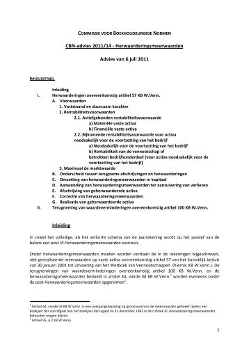 CBN-advies 2011/14 - Commissie voor Boekhoudkundige Normen