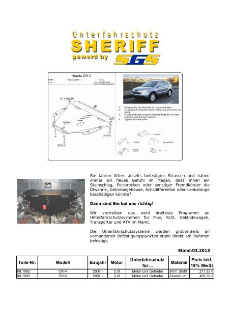 Honda CR-V RE5/6 - SGS