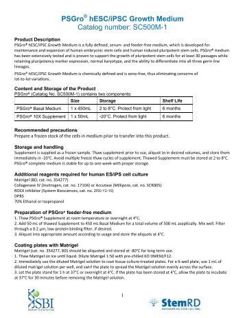 Download PSGro Media Protocol (PDF) - System Biosciences