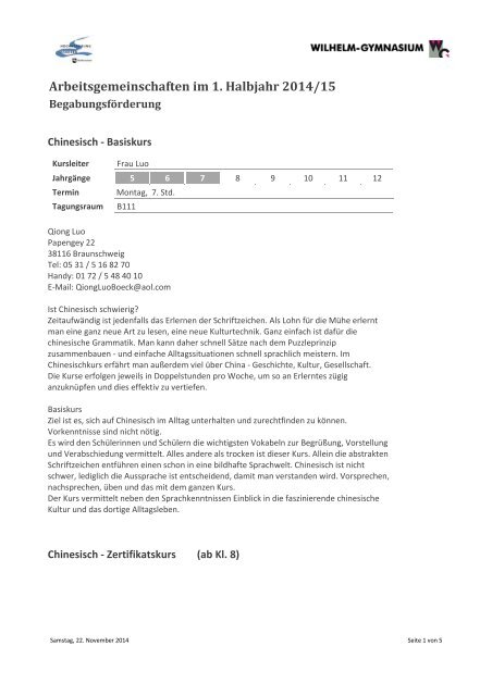 Ags Begabungs Fa Rderung Pdf Wilhelm Gymnasium Braunschweig