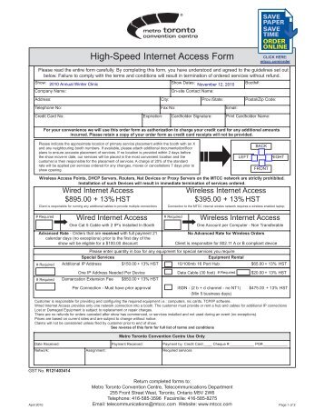 MTCC High Speed Internet Access Form